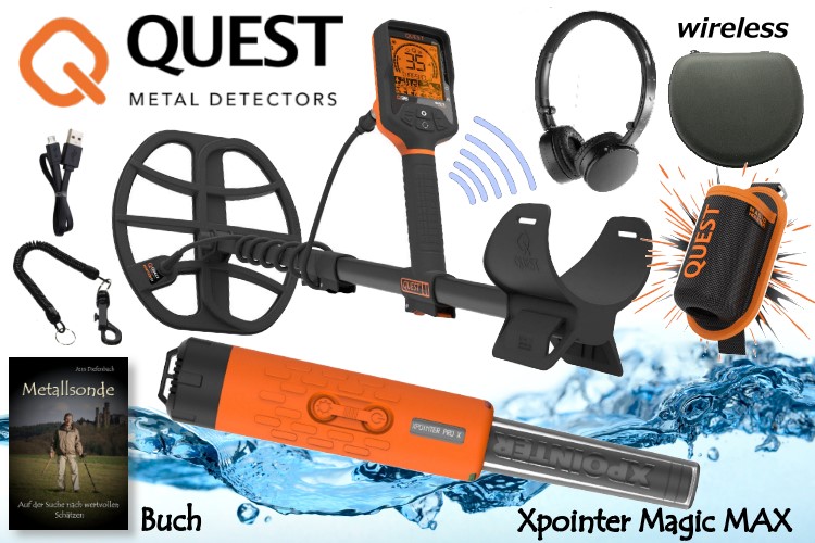 QUEST Q35 Metalldetektor mit Xpointer Magic MAX