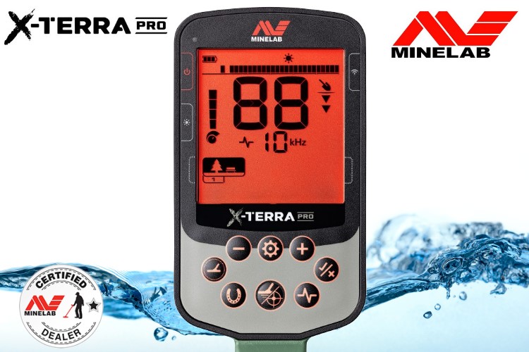 Metalldetektor Minelab X-Terra PRO mit Funkkopfhörer ML-85 & Grabehacke als Gratiszugabe